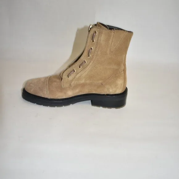 AllSaints Ariel Suede Lace Up Biker Boots Tan Brown Size 37 EU7 US